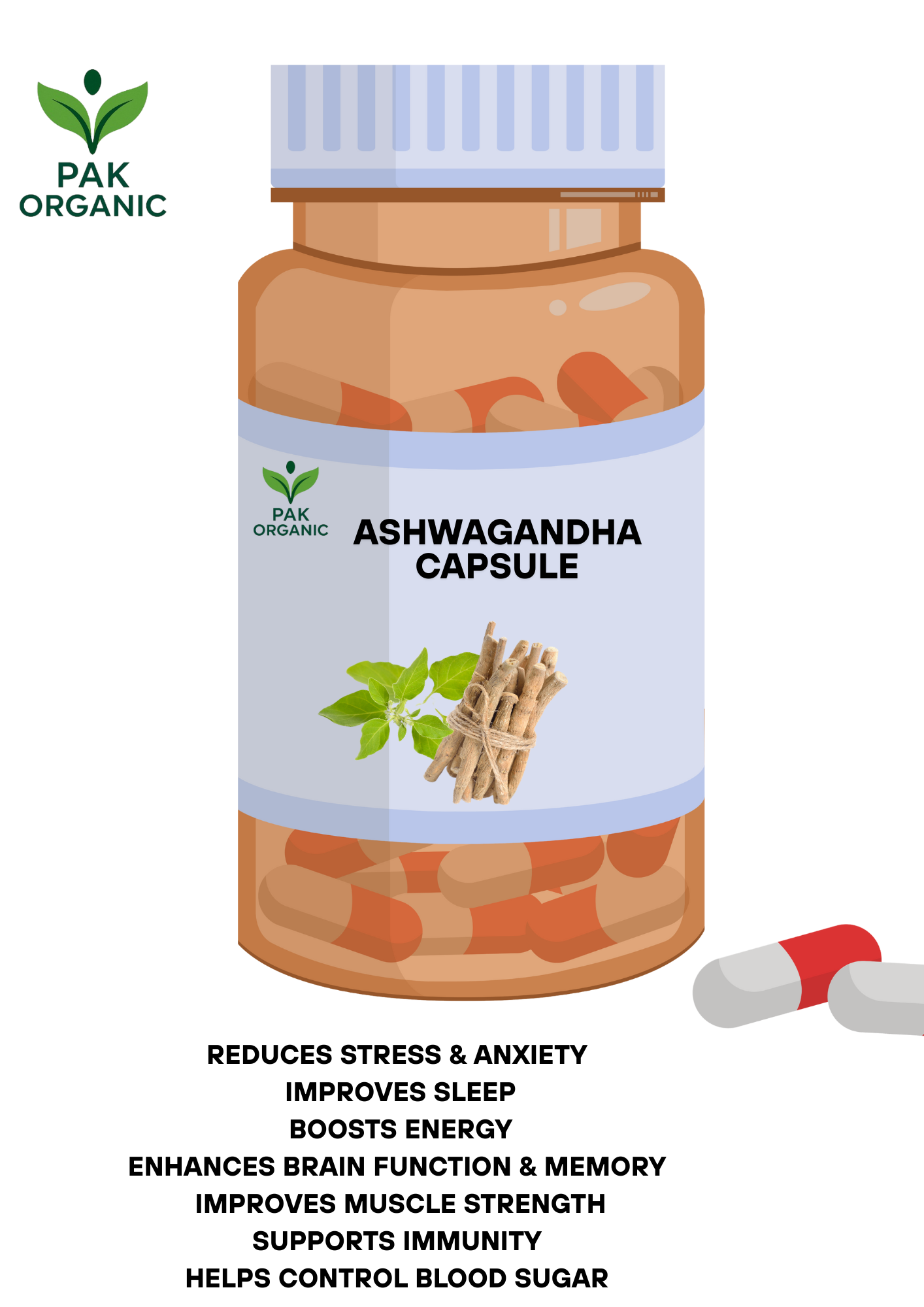 Ashwagandha Capsule 500mg 100pcs